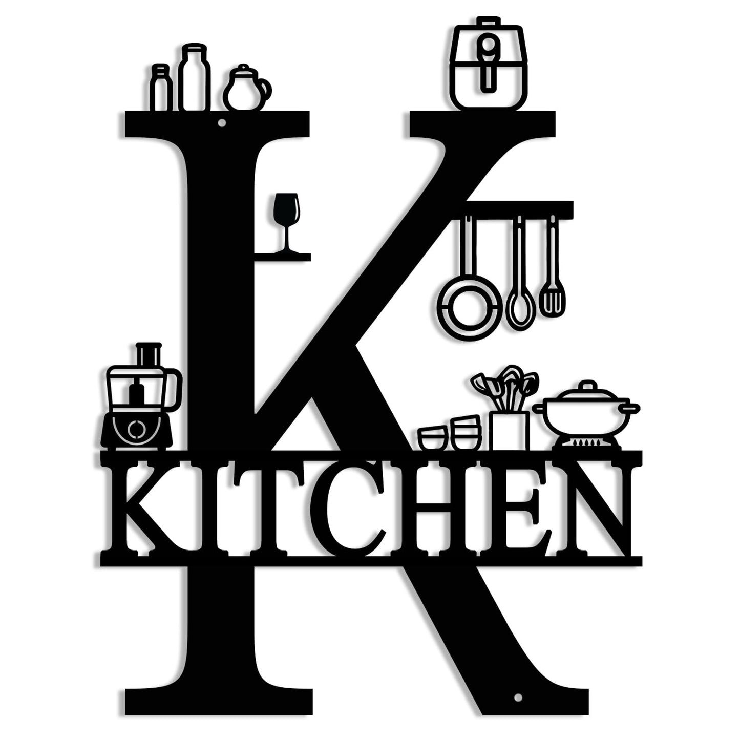 AHYS Kitchen Wall Decor Rustic Metal Kitchen Sign Wall Art for Farmhouse Home Dining Room Decorations - Black