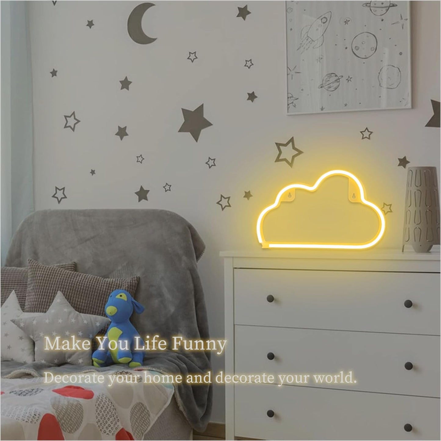 Cloud Neon Sign Warm White Cloud Light Sign for Wall Decor,Battery or USB Powered Clouds Shaped LED Sign Decoration Lights for Bedroom Aesthetic Teen Girl Kid Room Christmas Birthday Wedding Party