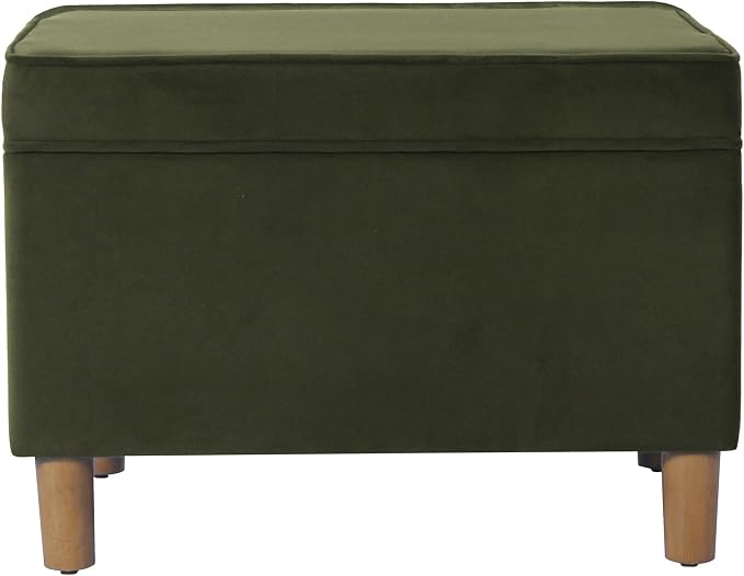 Spatial Order Home Decor | Dinah Collection Modern Storage Ottoman | Ottoman with Storage for Living Room & Bedroom(Loden Green Velvet)