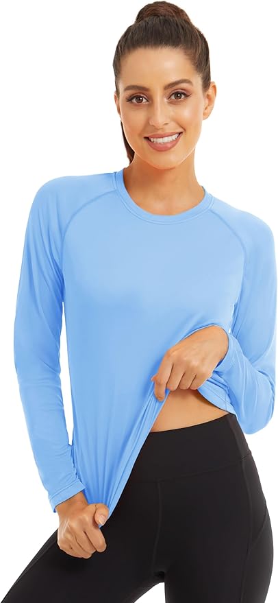 MAGCOMSEN Women's 2 Pack Long Sleeve Shirts UPF 50+ Sun Protection Quick Dry Swim Shirt for Rash Guard Fishing Workout