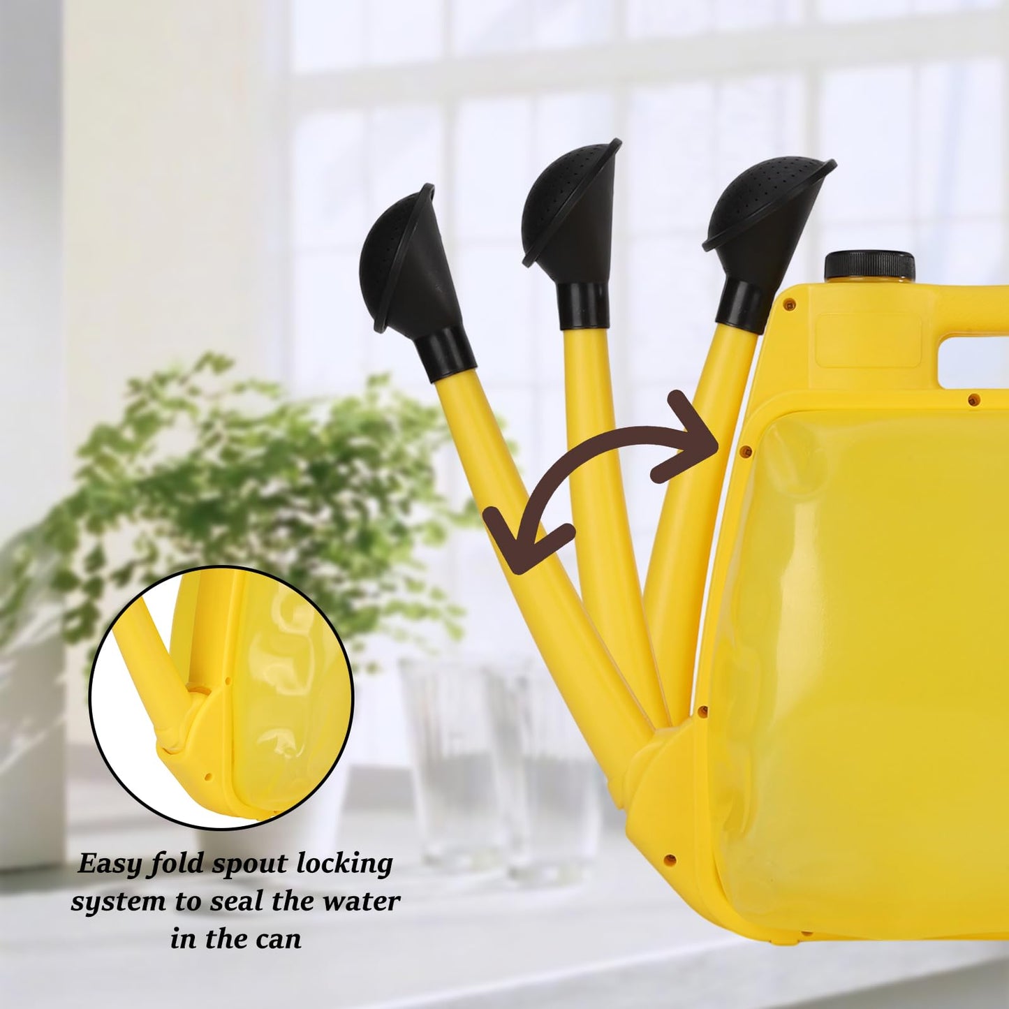 YOPIWI Watering Can 1.6Gal Transparent Plastic with Comfort Grip Handle for Indoor & Outdoor Plants (Yellow)