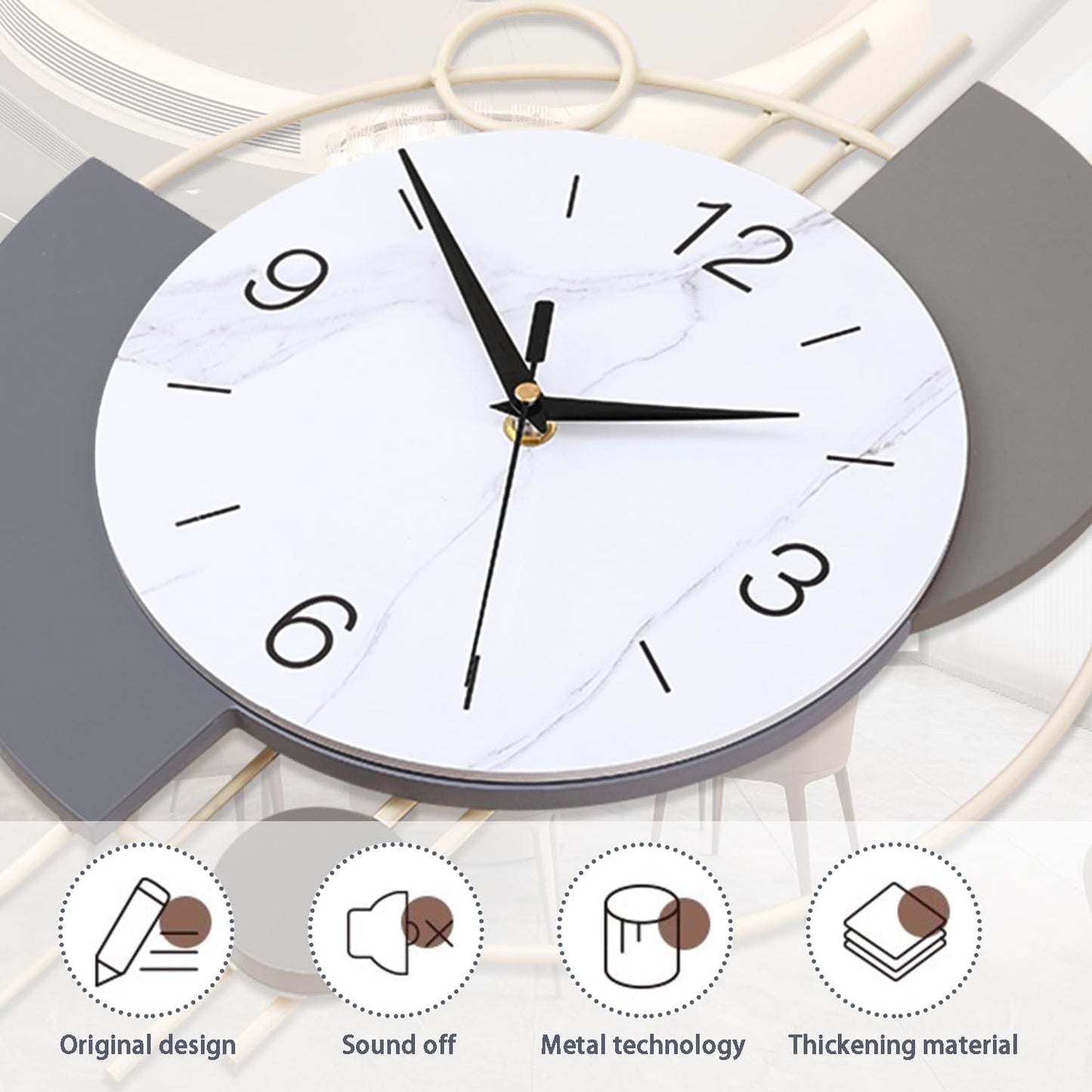 Dankeit Decorative Silent Quartz Wall Clock with Pendulum, Large for Living Room, Kitchen, Bathroom, Bedroom - 13x21.65in(Beige)