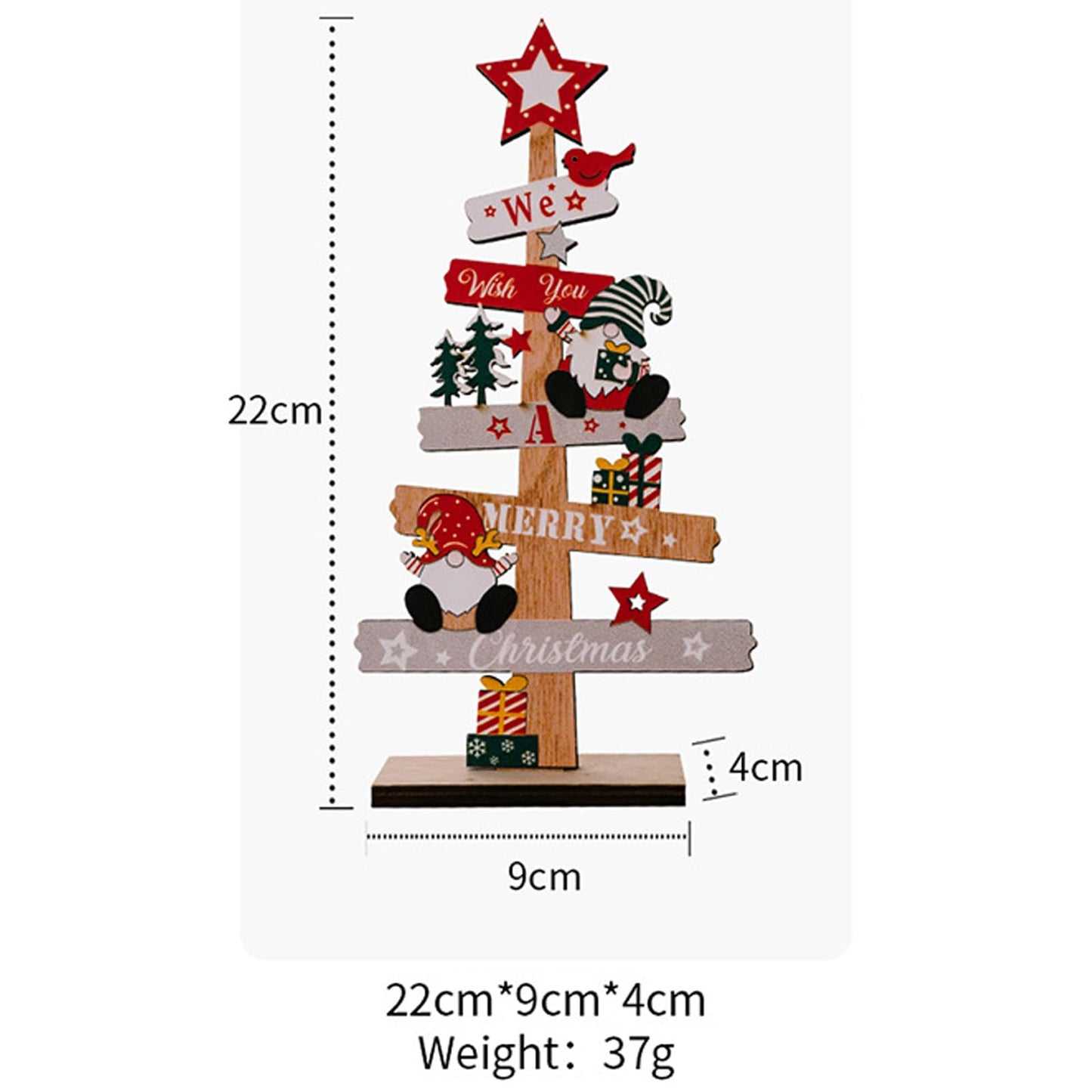 Anikoocory Christmas Tree Gnome Decorations for Home, Tabletop, Wooden Xmas Ornaments for Office Party Tiered Tray Desk Decor (We Wish You A Merry Christmas)