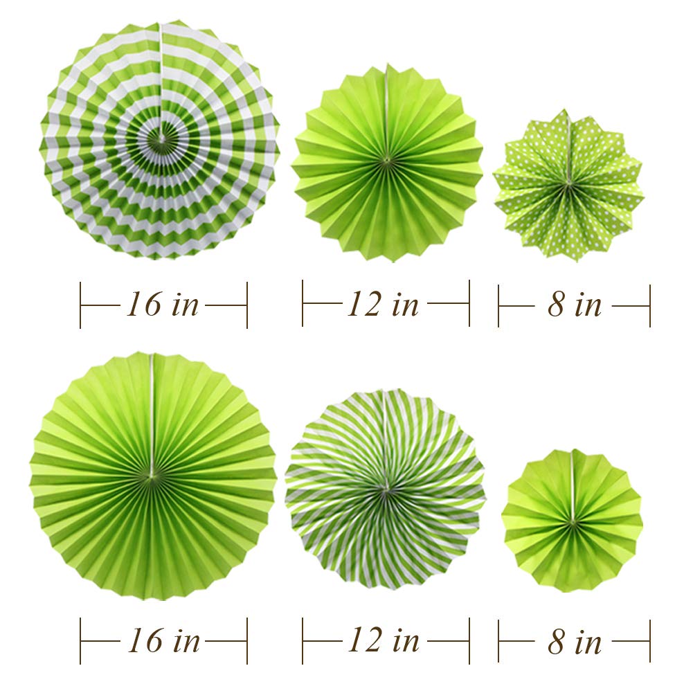 ADLKGG Green St Patricks Day Party Decorations, Hanging Round Paper Fans Pom Poms Flowers for Graduation Wedding Bridal Shower, Golf Themed Birthday, Fiesta Party Indoor Outdoor Accessories