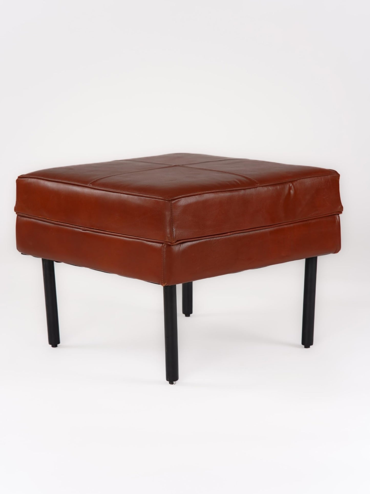BBHHOMES Handmade Eco-Friendly Geometric Buffalo Leather Ottomon Stool Brown Color Square 24" x 24" x 18" Ottomon Stool (Knock Down) for Living Room, Bedroom Seating