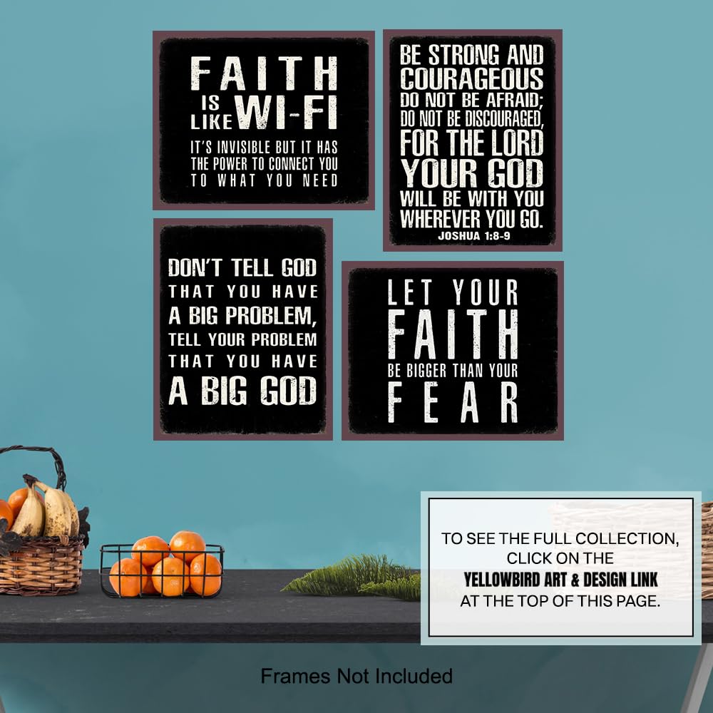 Bible Verse Quotes Wall Decor - Inspirational quote Christian Gifts for Men - Christian Wall Art - religious Signs - Scripture Decor - God Decoration - spiritual positive Motivational poster Set