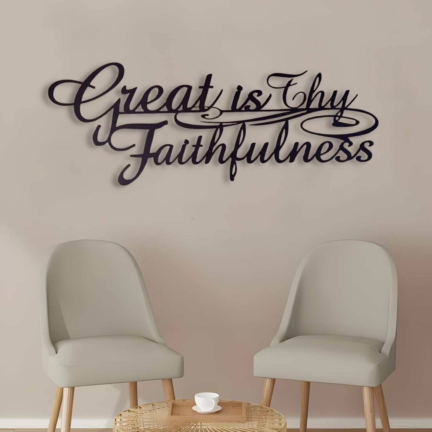 Bisamu Great is Thy Faithfulness Metal Wall Art, Scripture Quote Wall Decor for Home Office Church, Inspirational Gift for Her, Pastor, Baptism (39" x 15" | 100 x37cm)