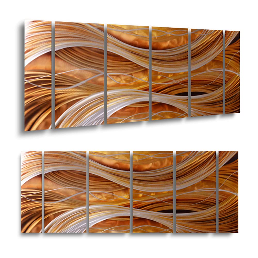 Yihui Arts Abstract Metal Wall Art - Hand Crafted 6 Pieces Large Panels, Unique 3D Aluminum Modern Contemporary Home Accent
