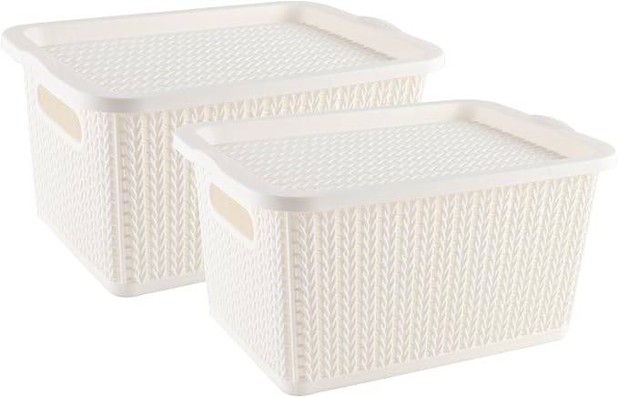 Onion and Potato Storage Bins,Stackable Plastic Pantry Bins with Lids,BPA-Free,Potatos and Onions Storage Baskets for Kitchen (White)