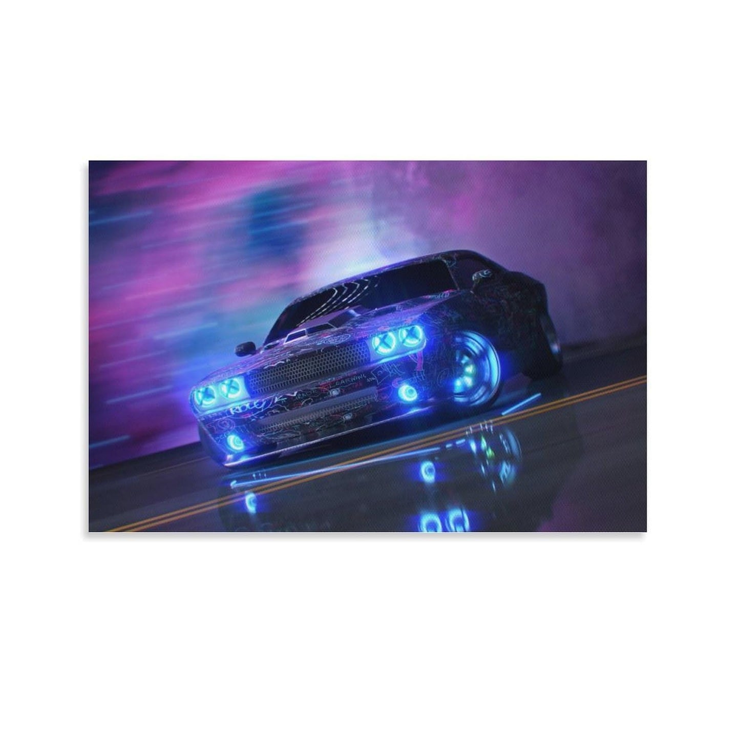 Muscle Car JDM Neon Sport Car Posters for Room Mens Living Room Bedroom Decor Aesthetic Art Prints Car Wall Decor Canvas Art Wall Decor Framed Unframed 12x18inch(30x45cm)