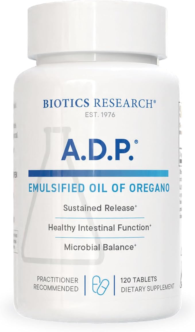 Biotics Research A.D.P. Emulsified Oil of Oregano Tablets for GI Health -Sustained Release for High Absorption Contains Carvacrol, Wild Oregano Oil 50mg/S - Patented Formula -Non GMO ??20 Tablets