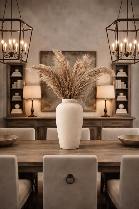 Emotionally Grounded Vase, Vaseking Large Ceramic Rustic Vase, 11 inch Minimalist Decorative Farmhouse Tall Vases for Home Decor, Living Room, Enterway, Table Decoration, Fossil