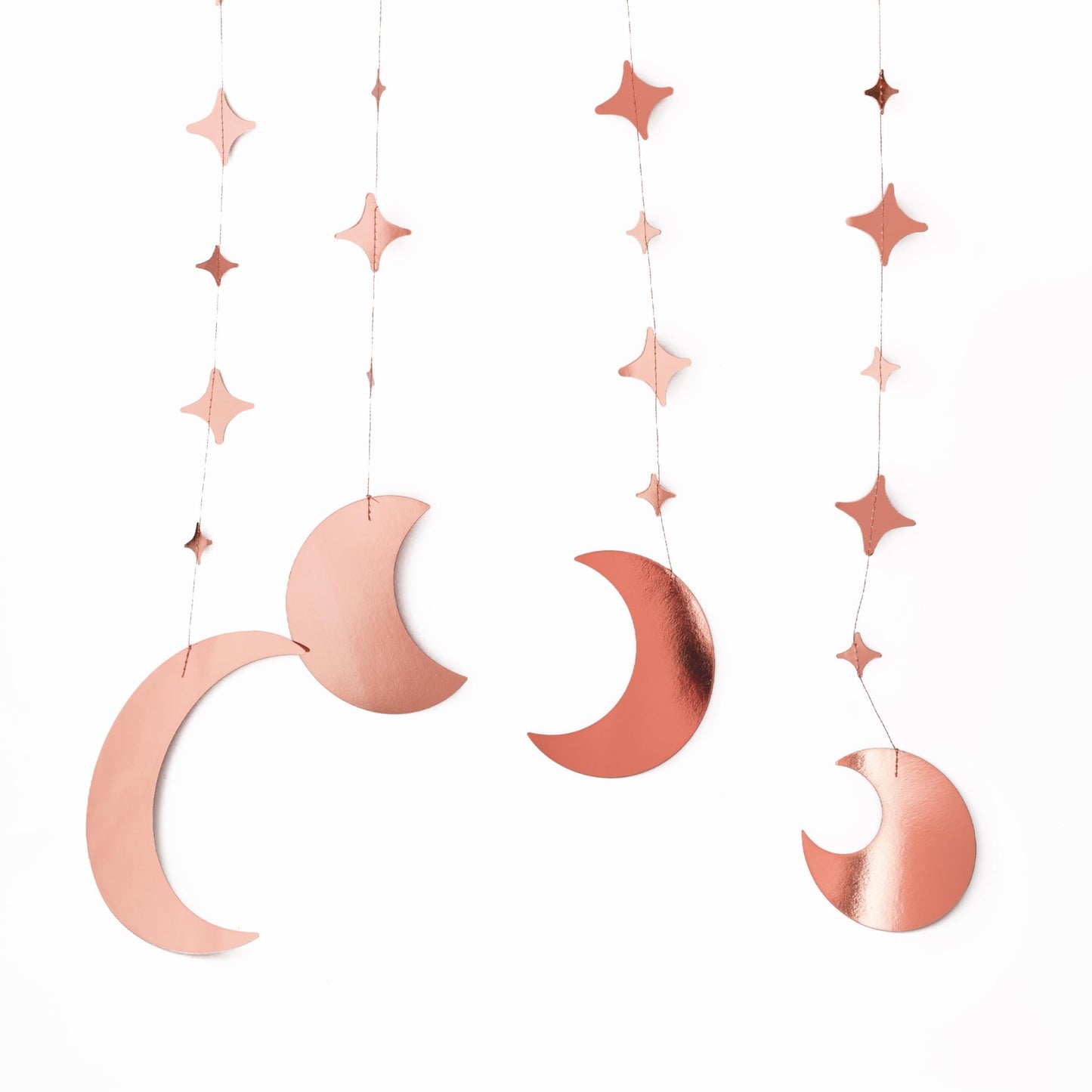 Cheerland Star Moon Garlands Party Decorations New Year Eve Decor Boho Celestial Moroccan Birthday Decor Hanging Streamer Crescent Stars Whimsical Ramadan EID Mubarak Rose Gold Party Supplies