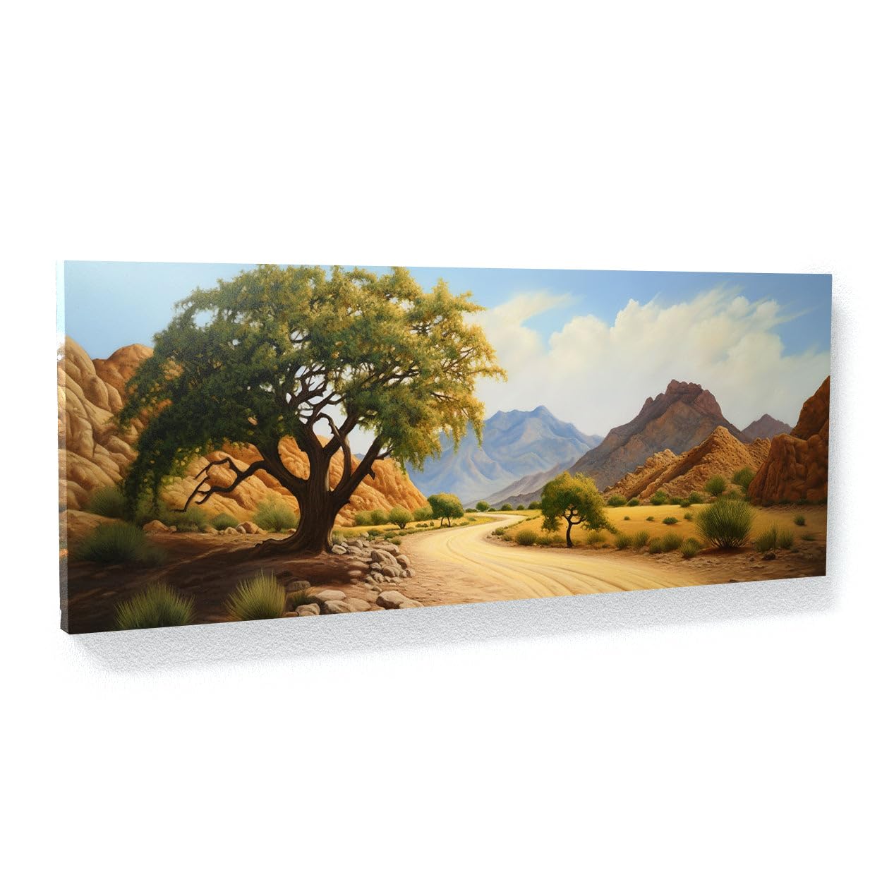 Sense Canvas Desert Landscape Road 8 Canvas Art - Home Decor Wall Art Print Poster Painting Large 40x16 / 0.75"
