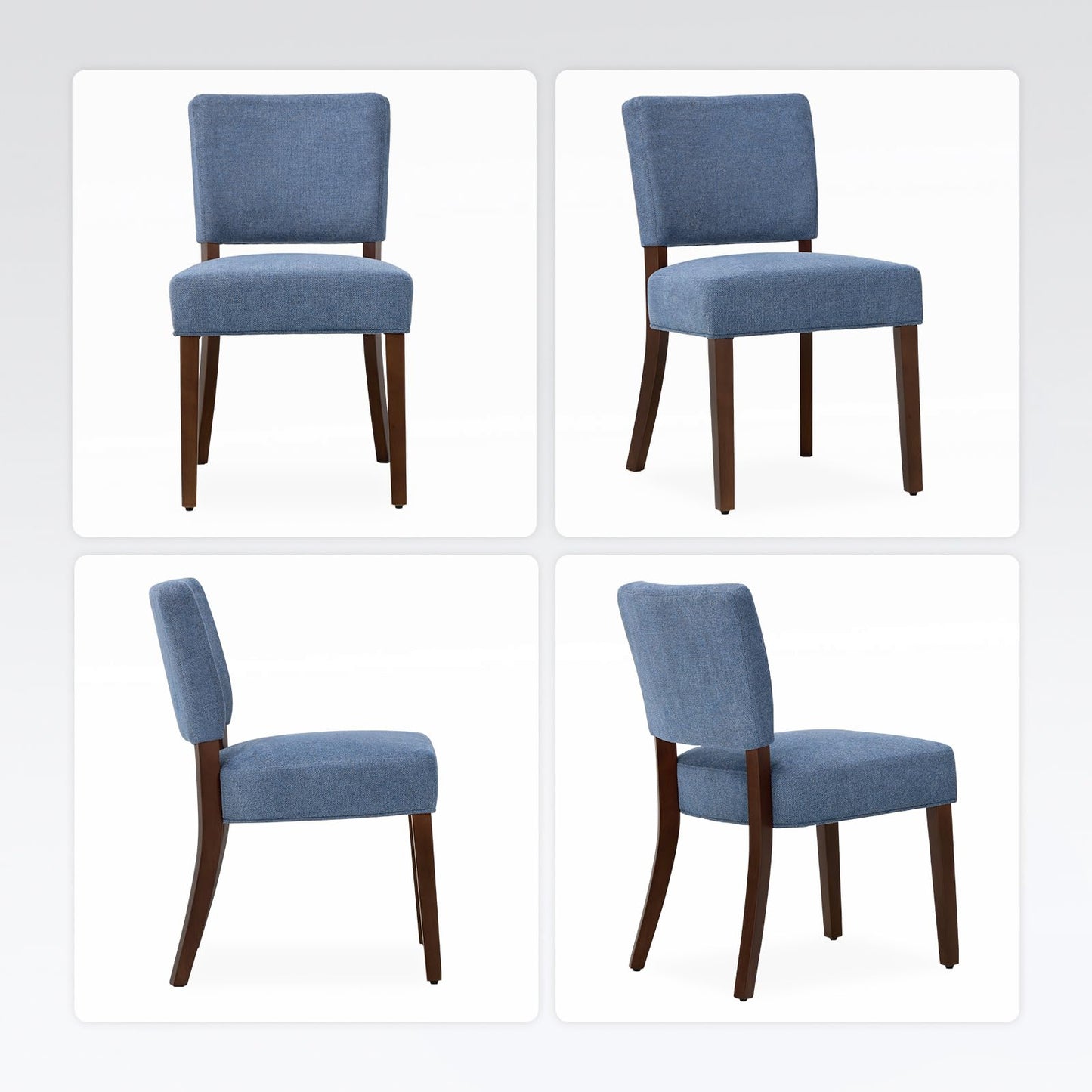 MALOL Upholstered Dining Chairs Set of 6, Fabric Kitchen Chairs with Padded Seat & Back, Solid Wood Legs, Modern Simple Dining Room Chairs for Kitchen, Dining Room, Living Room, Blue