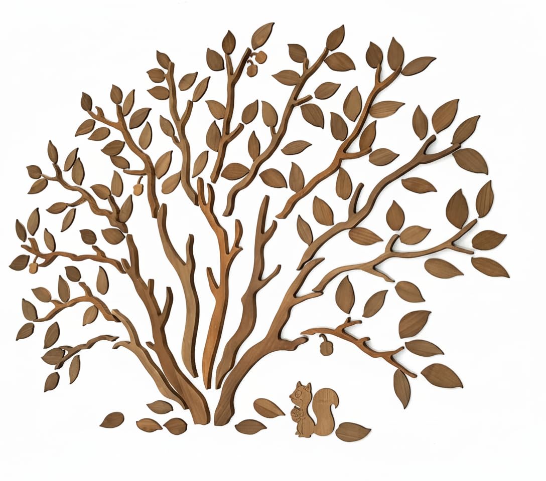 Handmade Solid Wood Oak Tree Wall Art – Environmentally Friendly Natural Wood, Artisan Carved DIY Wall Decor for Living Room, Bedroom, Yoga Room, Reading Nooks, Office, 79"Wide x 59"High
