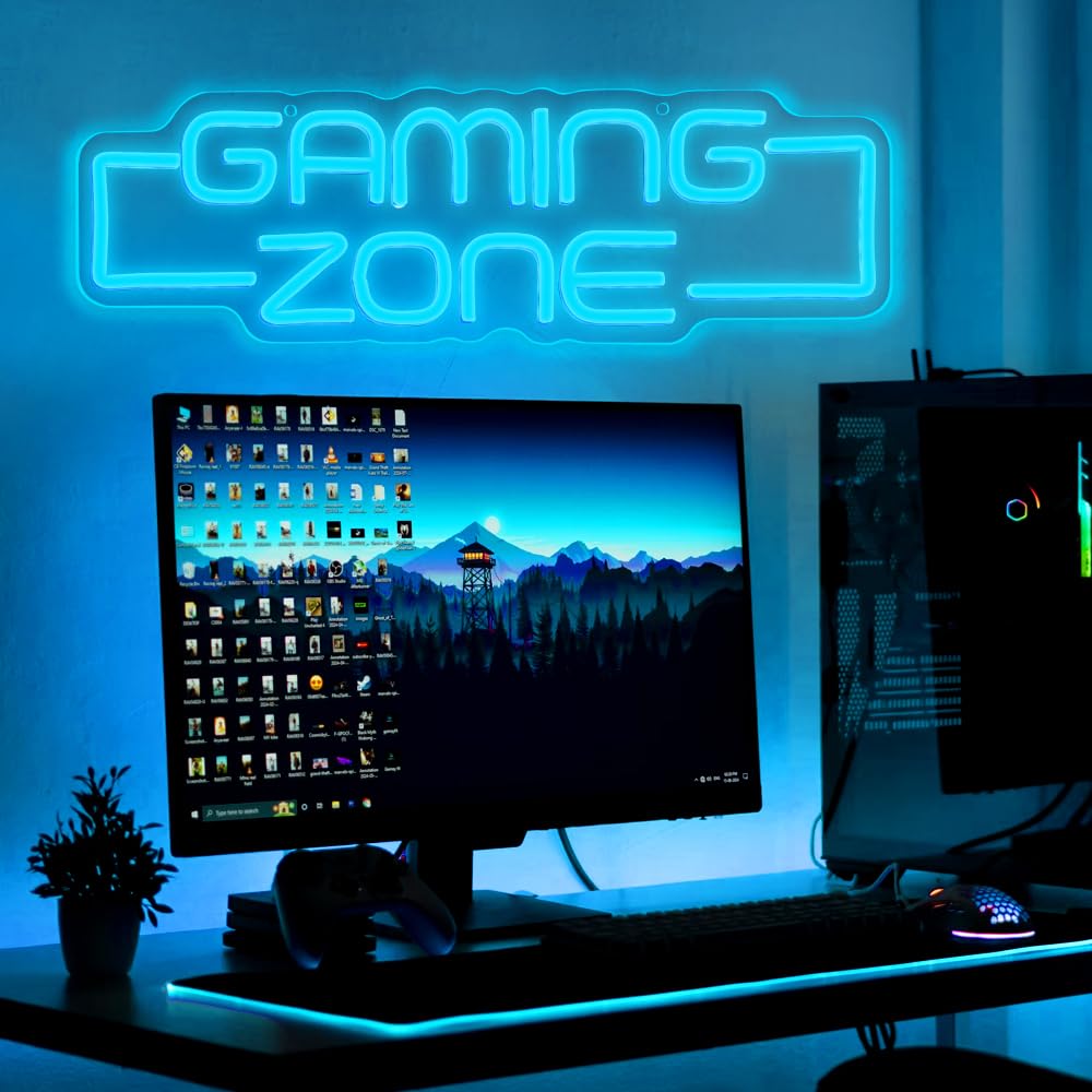 RuCvixkt Gaming Zone Neon Sign,Game Zone Neon Sign for Teens Gamer Room Decor，Gaming Light Neon Sign for Gaming Wall Decor，Led Neon Gaming Sign for Gamer Gifts Boys