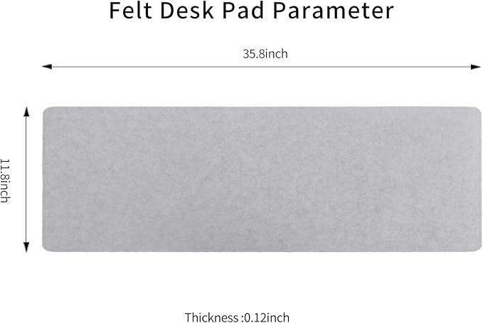 DawnTrees Felt Desk Pad,Keyboard Mat (35.8" x 11.8"),Large Felt Mouse Pad,Computer Desk Mat XL,Desk Protector for Office (Light Gray)
