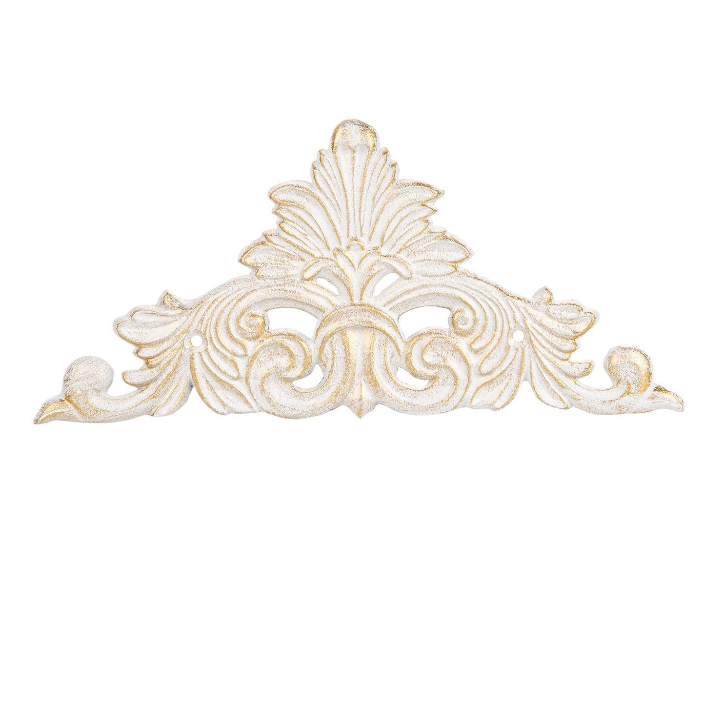 Sungmor Victorian Style Cast Iron Wall Plaque, Antique White Fleur De Lis Design Metal Wall Art Decor - 11.8 Inch Carved Decorative Plaque for Doorway, Fireplace Accent