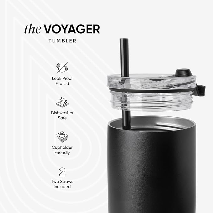 Simple Modern Voyager Tumbler with Flip Lid | Travel Coffee Mug | Insulated Stainless Steel Cold Brew Iced or Hot Coffee Cup | Gifts for Women Men Her Him | 12oz, Coconut Pearl
