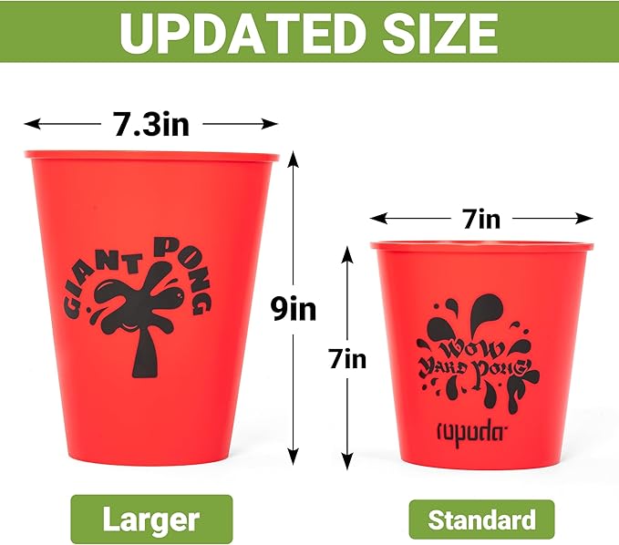 ropoda Giant Yard Pong,Yard Games with Durable Buckets and Balls - Choose Red Large, XL, or Green - Glow in The Dark, Outdoor Game with Carry Bag for The Beach,Lawn, Great Gift Choice for Families