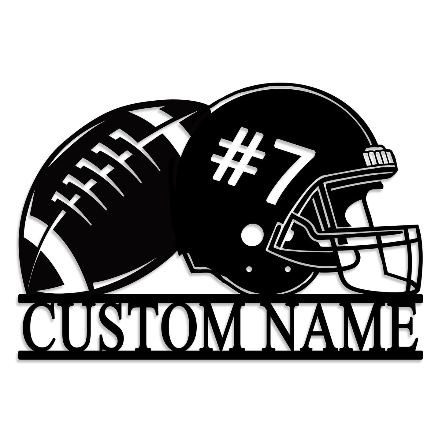 Custom Football Metal Sign Personalized Football Player Metal Wall Art Customized Name & Number Wall Decor for Teen Boys Kids Personalized Coach Gifts
