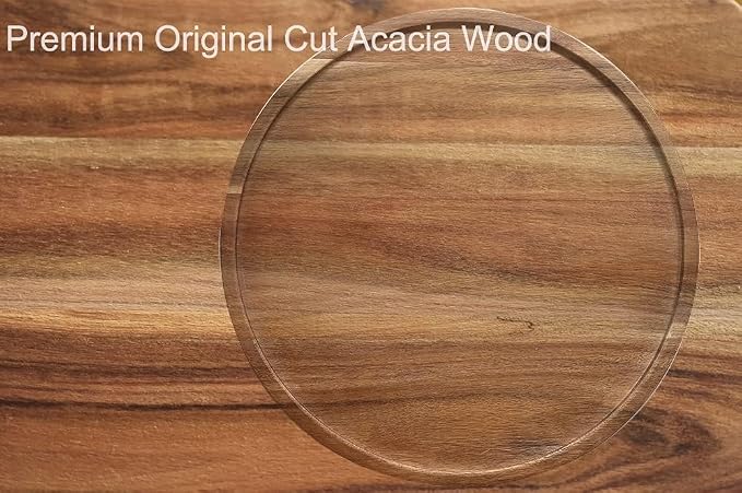 10" Acacia Wood Lazy Susan Organizer Kitchen Turntable for Cabinet Pantry Table Organization