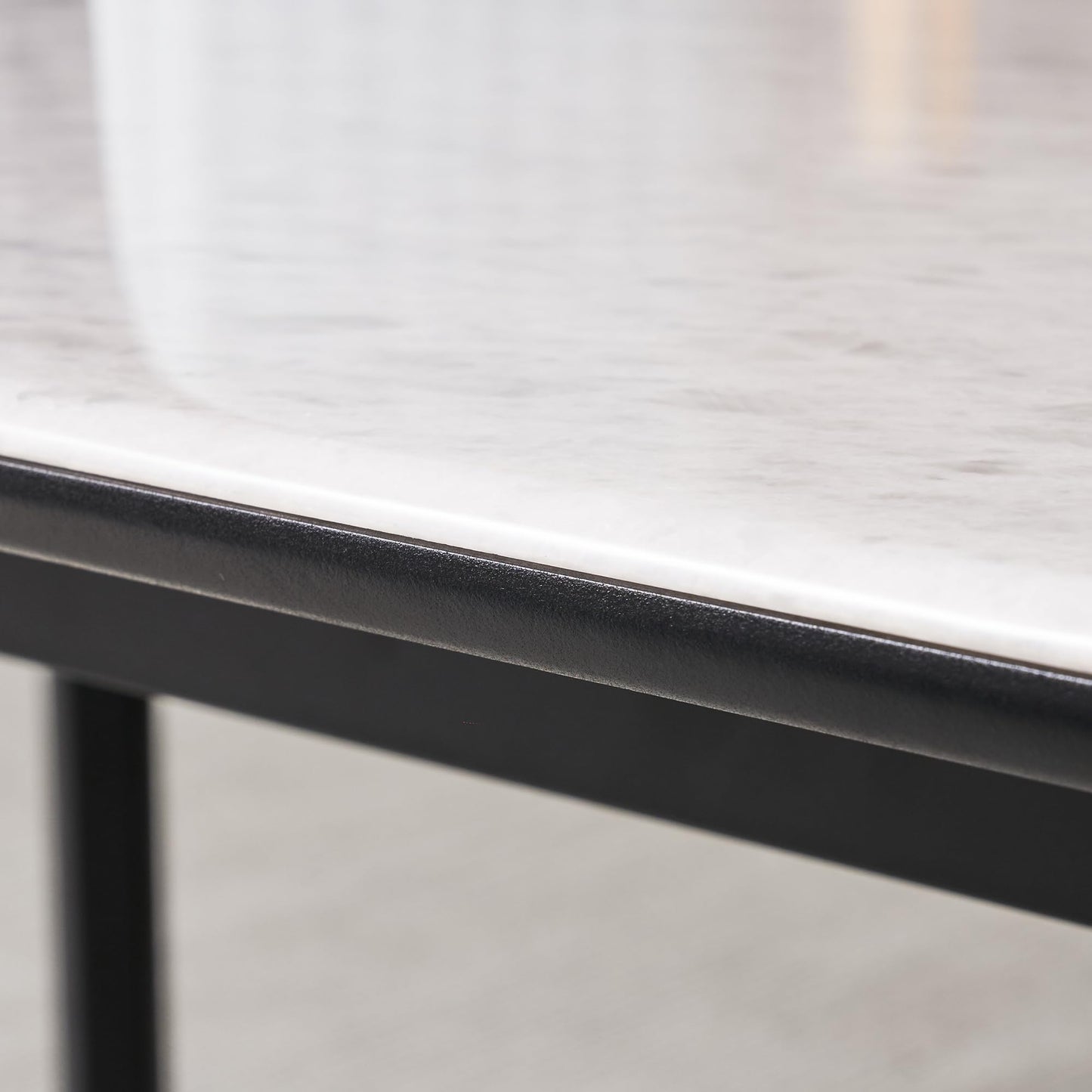 63" Modern Marble Top Dining Table, Marble White Dining Table, Indoor Outdoor Ceramics Table for Patio, Backyard, Scratch and Heat Resistant(63" D x 34" W)