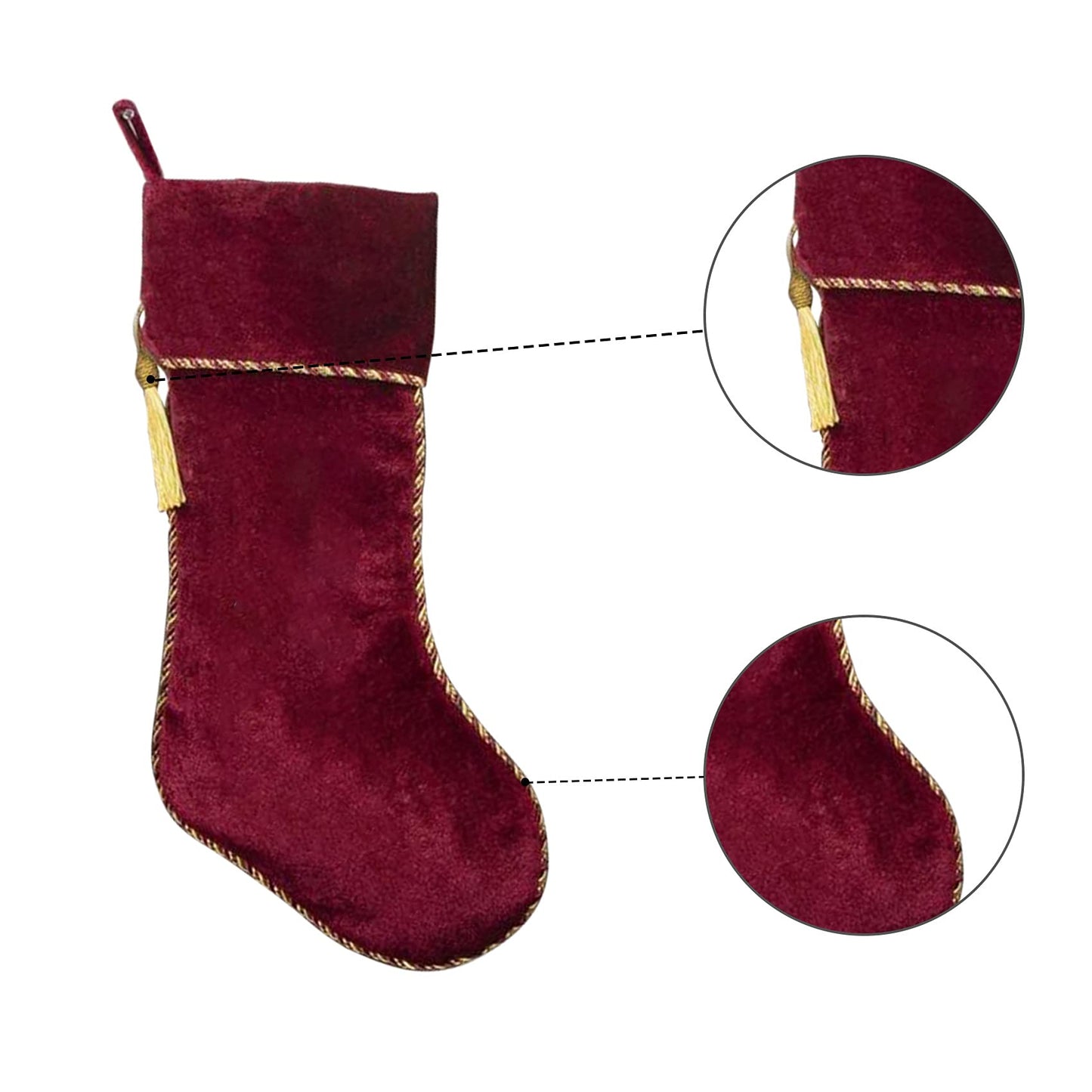 Ugiftcorner Red Christmas Stockings 4 Pack Velvet Christmas Stockings with Gold Tassel Decorations for Fireplace Holiday Party