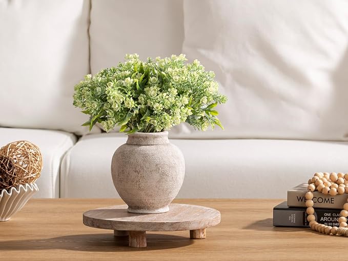 Ceramic Rustic Vase, Small Flower Farmhouse Vase Decorative Vase Short Pottery Vases for Home Decor Table Living Room Entryway Mantel Bookshelf Bedroom Bathroom Kitchen - 6" D