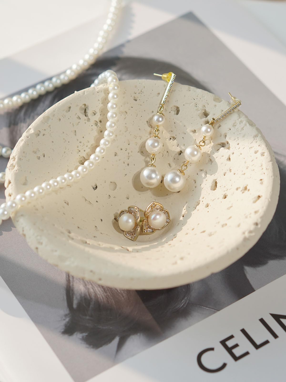 DINLiAN S Concrete Conical Ring Holder dish,Jewelry Dish Tray Holder,Decorative Trinket Dish Vanity Tray,Cute Small Jewelry Organizer for Woman Room Table Decor(beige conical)
