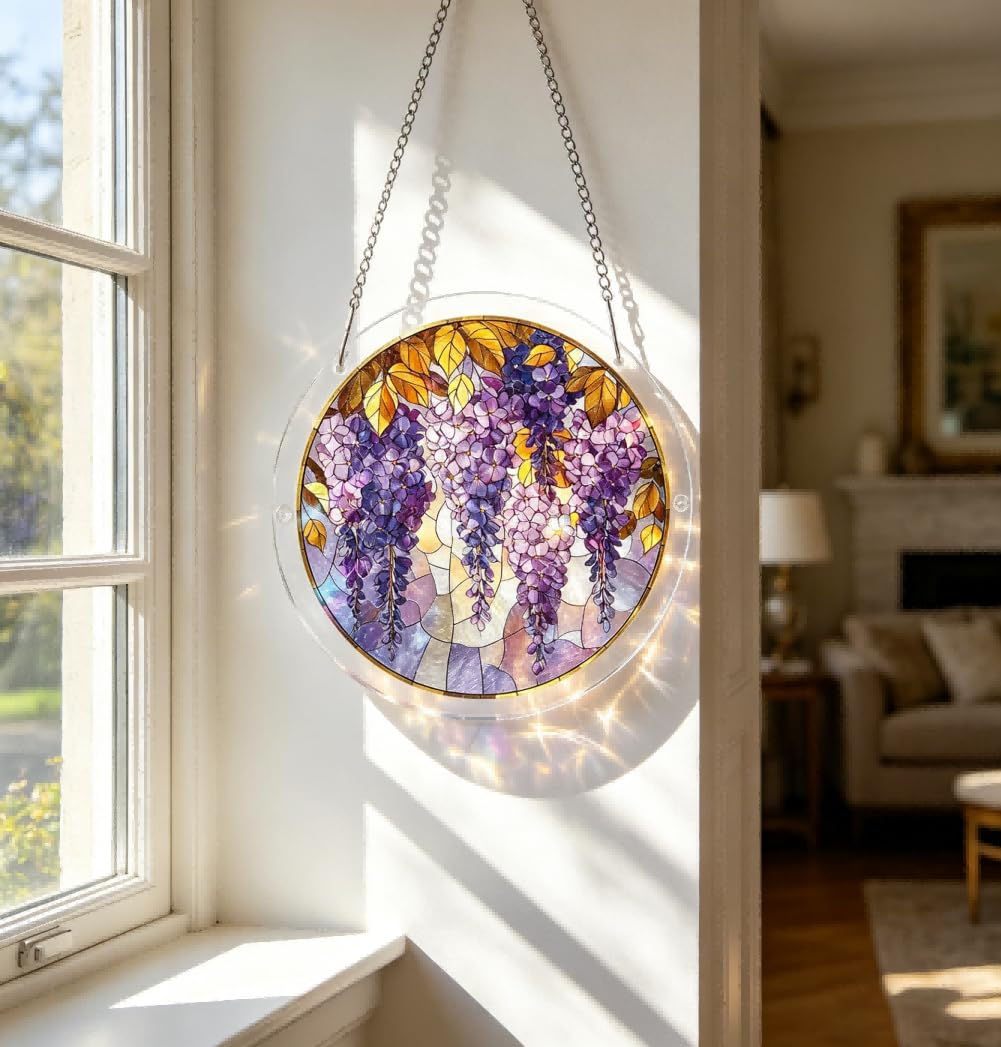 Jigsaw Puzzle Suncatcher,Sun Catcher Puzzle Acrylic Puzzle Garden Window Hanging DIY Suncatcher Kits Home Decor Gift