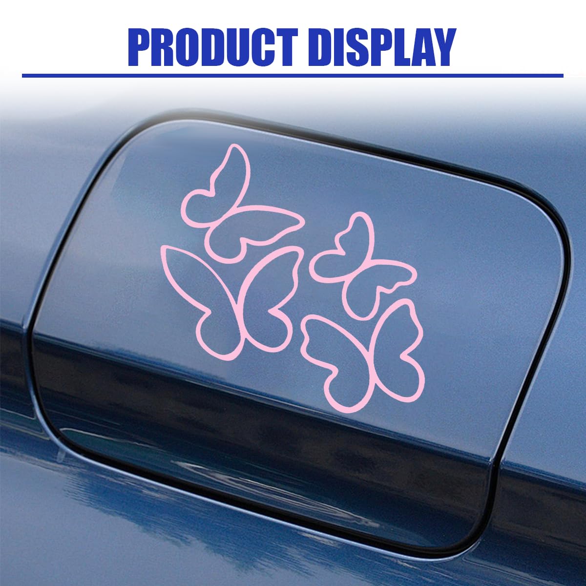 KPFILEH Butterfly Car Mirror Stickers, Cute Rearview Mirror Accessories, Vinyl Waterproof Car Decorations, Removable Automotive Decals for Window Water Bottle Laptop(Pink)