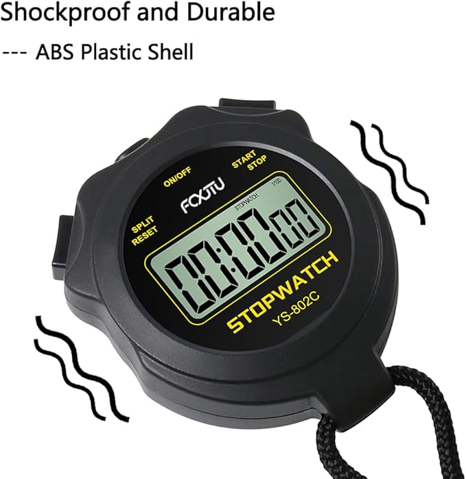 FCXJTU Digital Simple Stopwatch Timer, No Bells, No Alarm, Simple Basic Operation, Silent, Clear Display, ON/Off, Large Display for Swimming Running Training Kids Coaches Referees Teachers