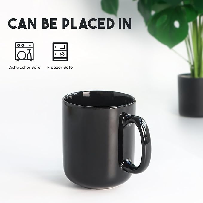 harebe 20 OZ Large Coffee Mug, Smooth Ceramic Tea Cup for Office and Home, Big Capacity with Handle, Black