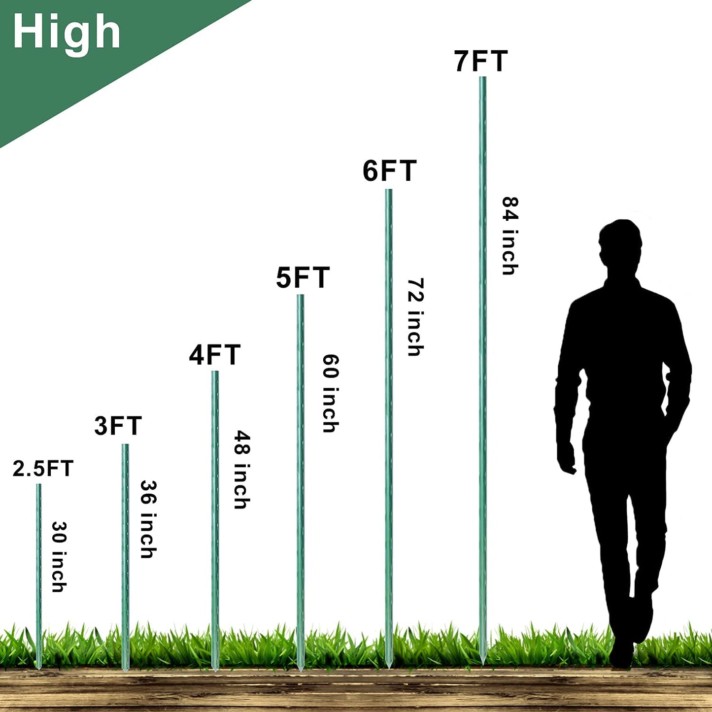 WAENLIR Garden Stakes 48 inch 4ft Sturdy Tomato Stakes, Plant Stakes for Outdoor Plants, Metal Plant Support Sticks for Gardening, Pack of 30