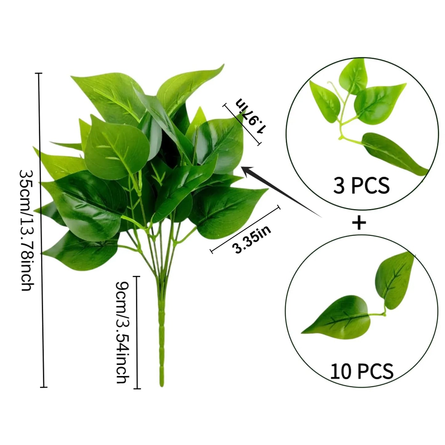 RongyuHuide 6 Bundles of Artificial Green Plants, Artificial Greenery, Fake Floral Plants Decor Outdoor Artificial Plants,Plastic Plants，Outdoor Large Decorative Flowers (Green)