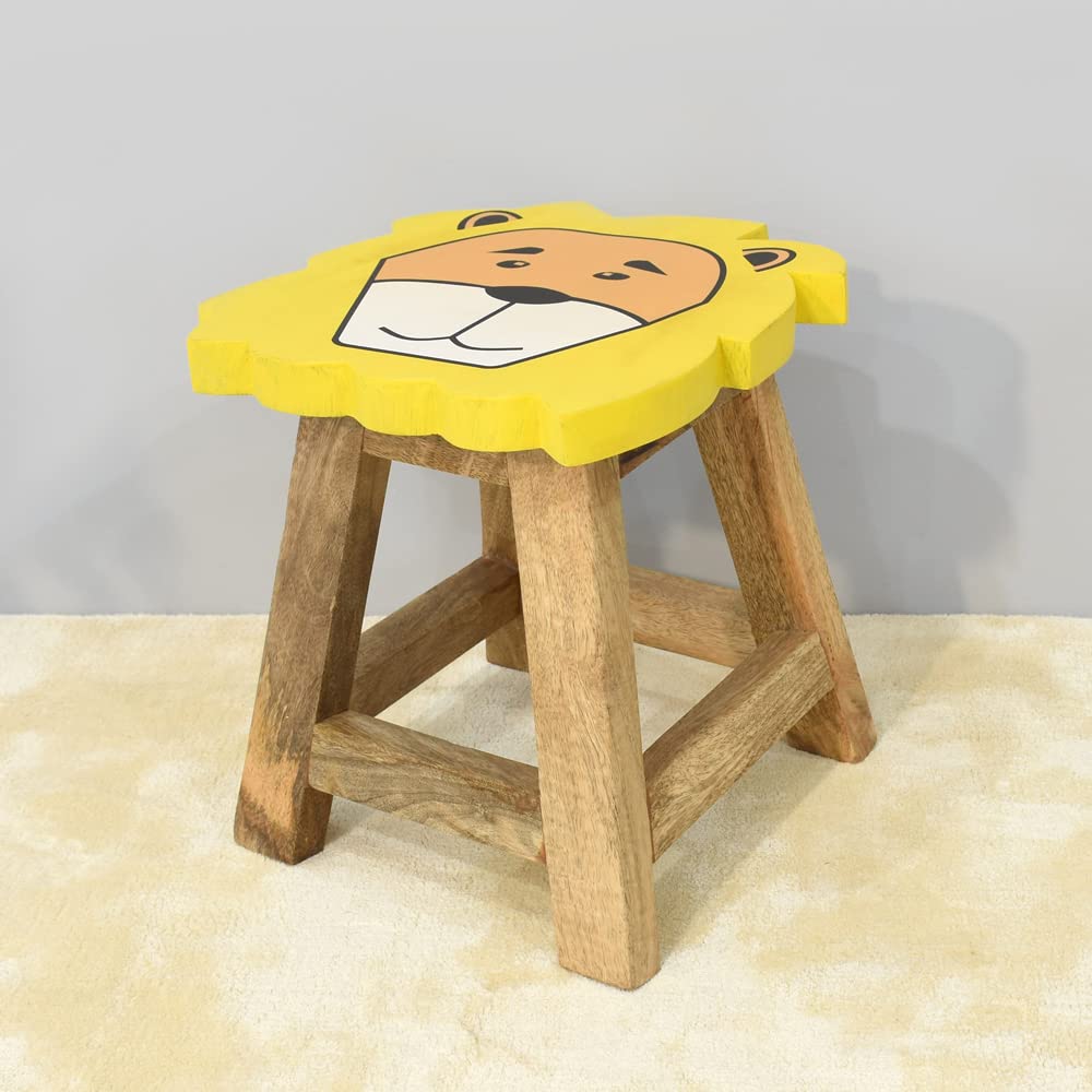 BBH Home's Handmade Yellow Novelty Shaped Mango Wood Stool 14x14x12 Inch AMBBRSST0002