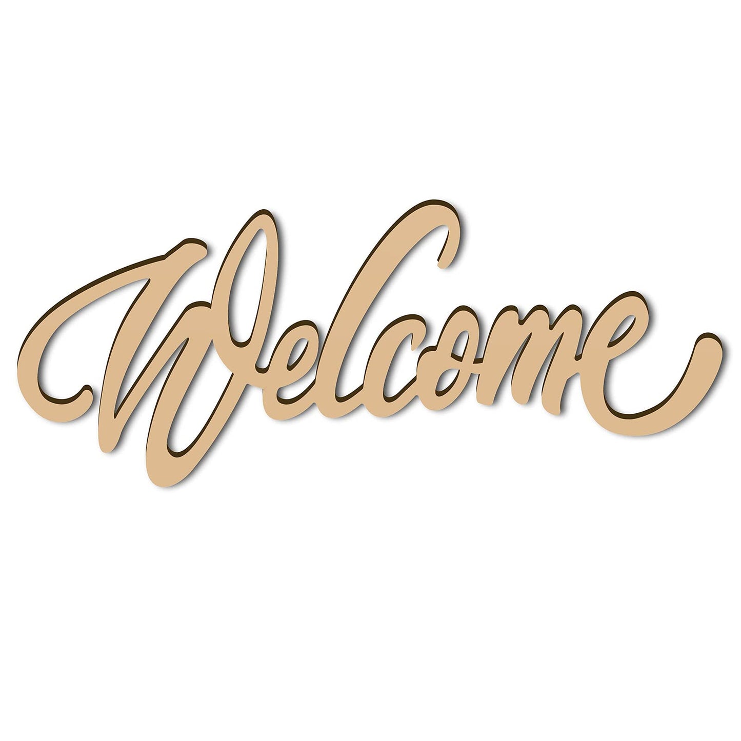 CREATCABIN Laser Cut Wood Sign Wall Art Welcome Letter Sign Decorative Wall Sculpture Hanging Decor Unfinished for Housewarming Door Wall Room Decoration 11.8" x 4.7"