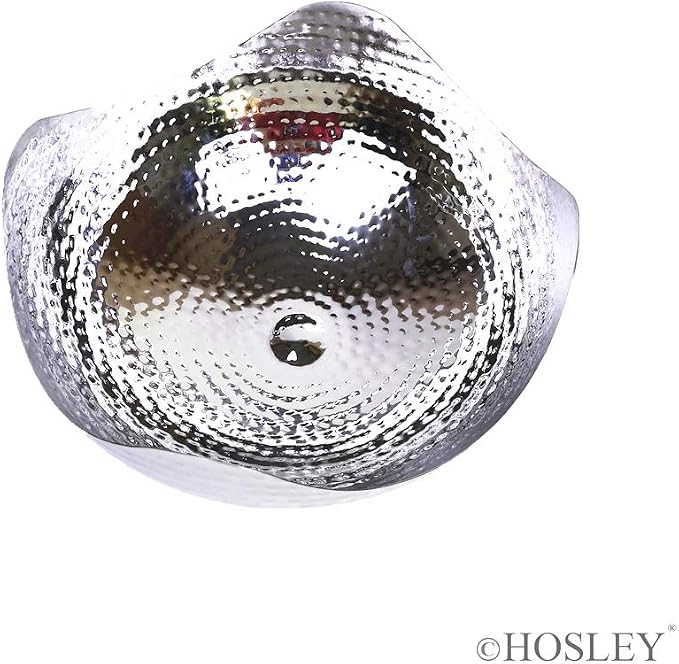 Hosley 10" Long Silver Finish Metal Bowl Modern Elegance for Serving and Decor Contemporary Accent for Stylish Homes Sophisticated