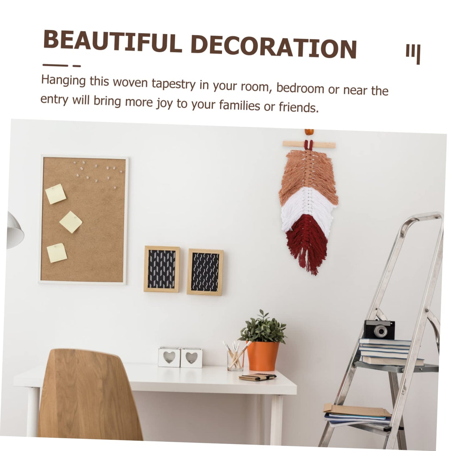 2pcs Woven Leaf Hanging Ornament Macrame Hanging Tapestry Macrame Cord Wall Decor Chic Woven Leaf Cotton Thread Tassel