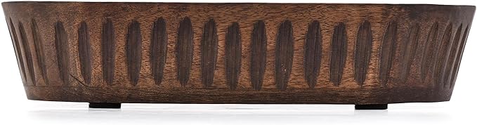 Samhita Mango Wood Decorative Bowls for Home Décor, Decorative Long Wooden Bowl for Table Centerpiece (10" x 6" x 2")