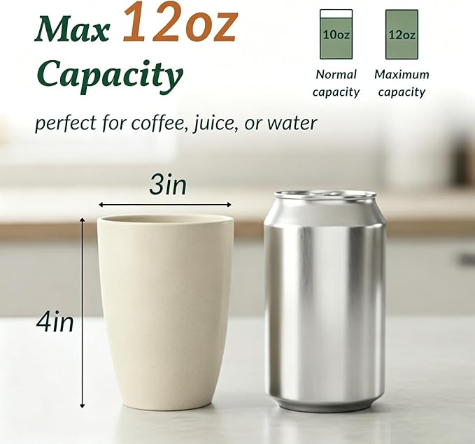 Homienly Water Cups Wheat Straw Drinking Glasses Cups 12oz Unbreakable Cups,Microwave and Dishwasher Safe Cup Set,6 PCS Stackable Cups for Kitchen,Camping-Colorful