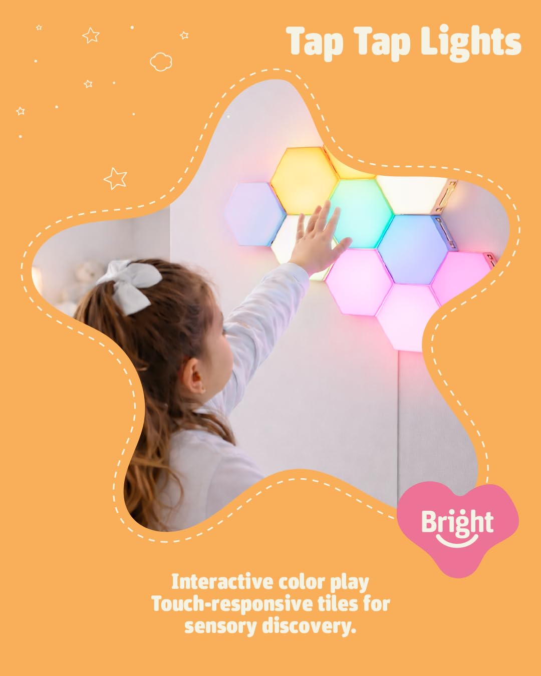 Bright Autism Tap-Tap Touch Sensory Lights – Dimmable Room Lighting for Therapeutic & Educational Play. Visual & Tactile Soothing LED Stimulation. Perfect Addition to Your Child's Bedroom (6pcs)