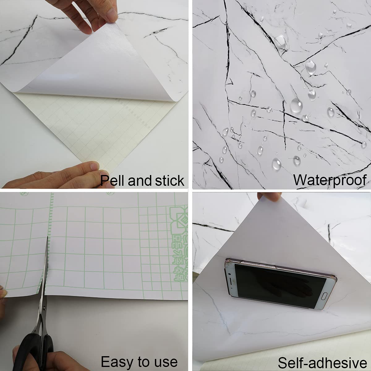 White Granite Wallpaper Peel Stick Glossy Thick Marble Contact Paper for Countertop 16x354 inch Waterproof Oil Proof Self Adhesive Furniture Stickers Kitchen Counter Shelf Liner Wall Vinyl Decorative