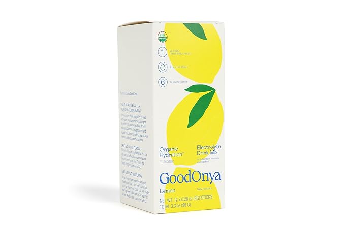 Organic Hydration Electrolyte Drink Mix, Certified Organic Hydration Powder, Non-GMO, Biochecked Glyphosate Free, Low Sugar, Lemonade Flavor, No Artificial Flavors,12 Stick Packs