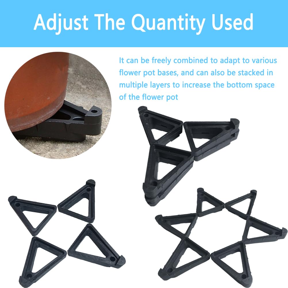 Ruinuonice Pot Feet for Outdoor Planters,Invisible Breathable Pot Stands Toes Lifters for Heavy ndoor Outdoor Planters & Gardening Plant Container (Black-24 Pcs)
