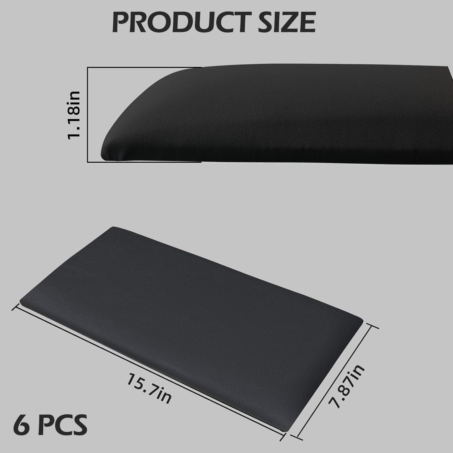 Elvone Peel and Stick Padded Wall Panels for Kids, 3D Anti-Collision Wall Mounted Bed headboard for Full, Black, 6PCS