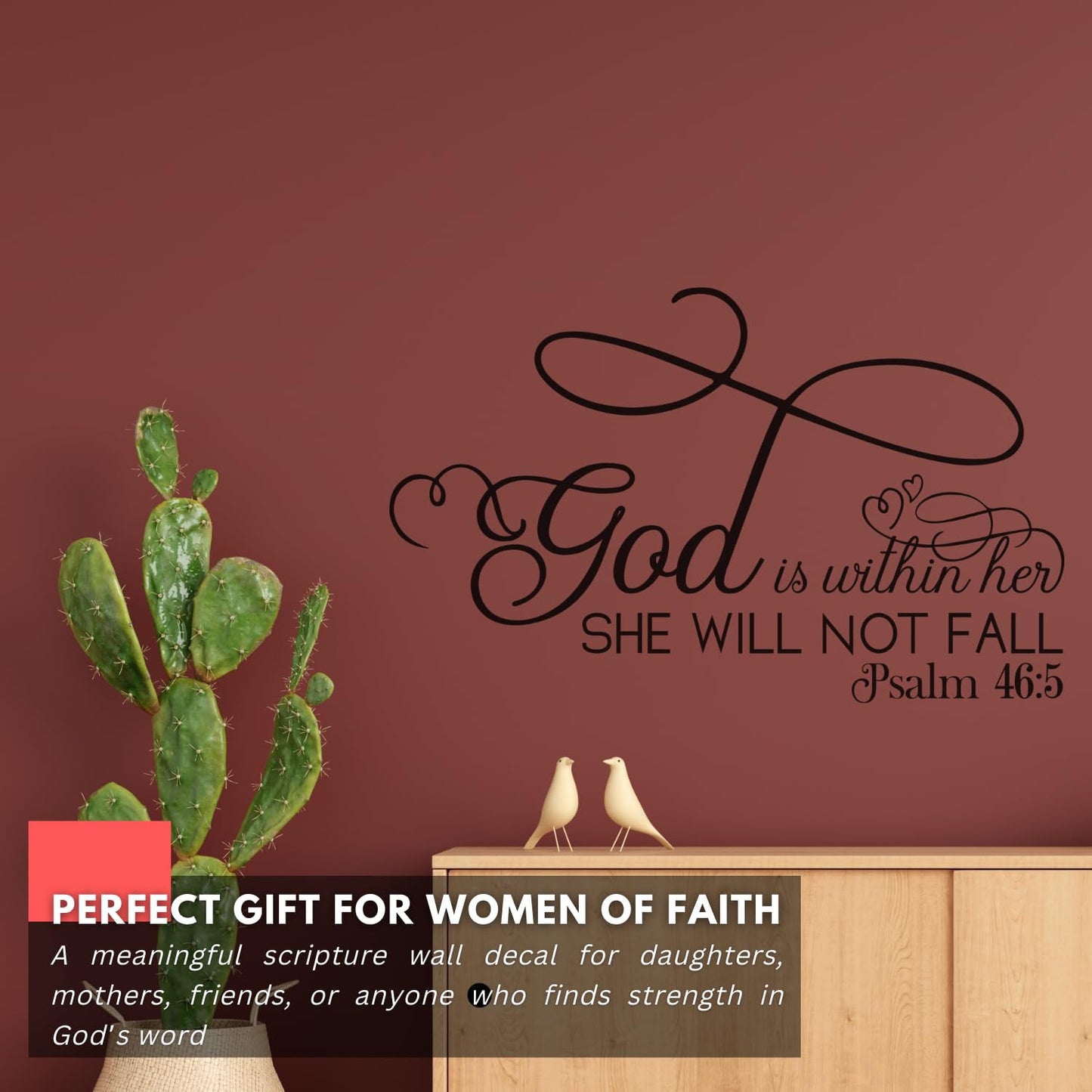 My Vinyl Story - God is Within Her - Inspirational Wall Decal Quote Sticker Religious Bible Verse Christian Scripture Vinyl Art Decor for Home Living Bed Room, Removable