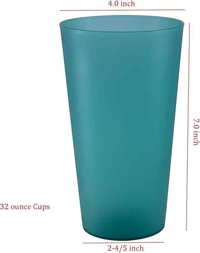 AOYITE 32 oz Reusable Drinking Cups, Unbreakable Large Plastic Tumblers set of 12, BPA Free Dishwasher Safe Cups for Kids Adult Kitchen Camping Party Outdoor